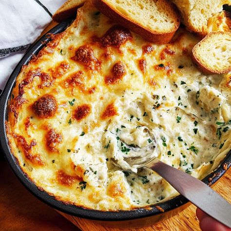 Baked Garlic Bread Dip | Cheesy Garlic Bread Dip, Garlic And Herb Dip, Dips With Crusty Bread, Best Bread Dip, Garlic Cheese Dip, Garlic Bread Dip, Baked Garlic Bread, Dip For Bread, Bread Crust