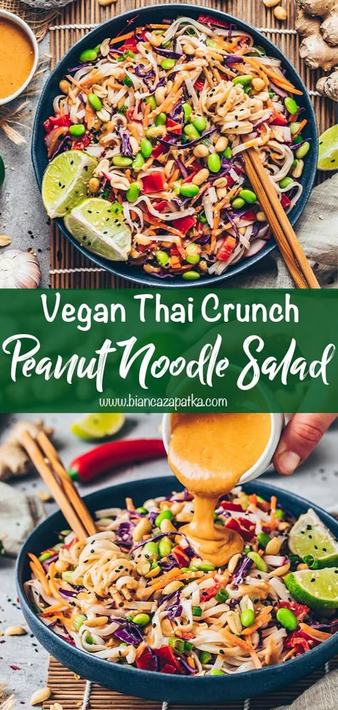 Vegan Thai Pasta Salad, Spicy Peanut Noodle Bowl, Vegan Thai Peanut Noodles, Vegan Peanut Noodle Salad, Peanut Butter Noodle Salad, Thai Noodle Salad With Peanut Sauce, Vegan Thai Salad, Spicy Thai Noodle Salad, Peanut Butter Noodles Thai