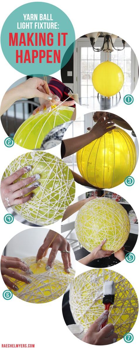 Katt Diy, Diy Lampe, Yarn Diy, Yarn Ball, Ball Lights, Diy Lamp, Diy For Teens, Paper Lanterns, Diy Lighting