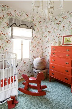 nursery Red Nursery, Creative Kids Rooms, Changing Table Dresser, Children's Bedrooms, Kid Rooms, Vintage Nursery, Kids Room Ideas, Baby Rooms, Nursery Inspiration