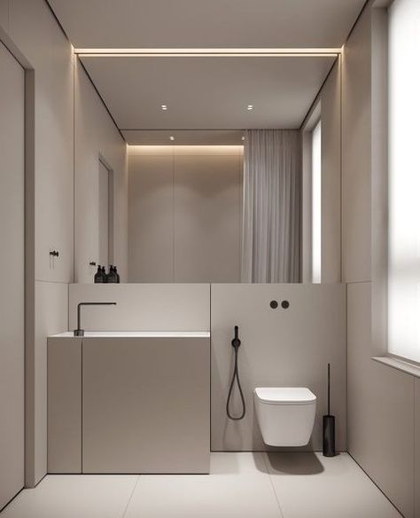 Minimal Toilet, Bathroom Monochrome, Monochrome Bathroom, Baths Interior, Bathroom Inspiration Modern, Washroom Design, Toilet Design, Modern Houses Interior, Bathroom Inspiration Decor