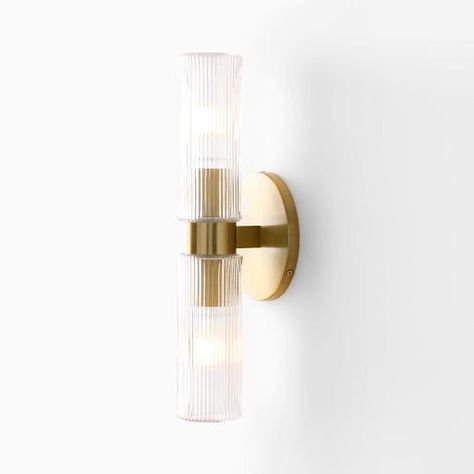 Outdoor Lighting & Lanterns | West Elm Bathroom Sconces Double Vanity, Canopy Glass, Sconces Bathroom, Decorative Wall Sconces, Metal Canopy, Primary Bathroom, Hall Bathroom, Bathroom Sconces, Primary Bath