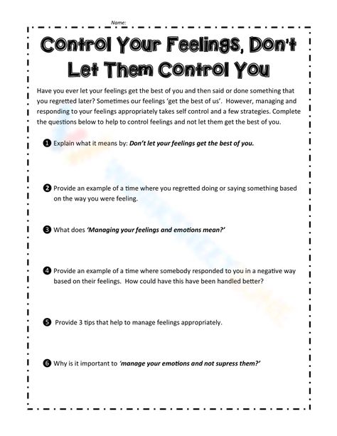 Self Regulation Worksheets, Impulse Control Activities For Kids, Impulse Control Worksheets, Healing Worksheets, Control Your Feelings, Child Therapy Activities, Family Therapy Activities, Empowerment Activities, Group Counseling Activities