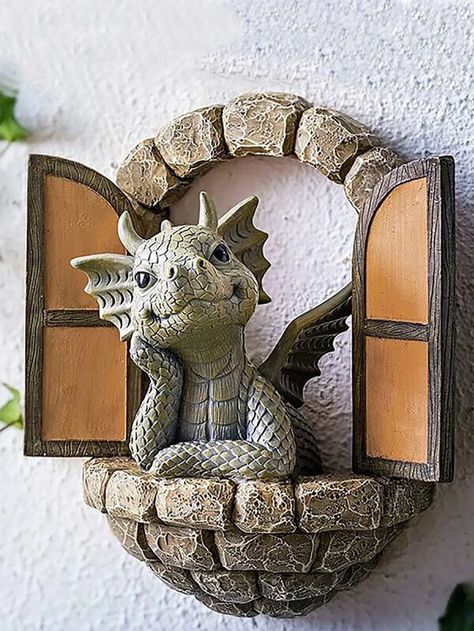 Dinosaur Ornament, Dragon Garden, Dinosaur Pendant, Design Dragon, Dragon Wall, Female Dragon, Dragon Sculpture, Dragon Statue, Dragon Decor