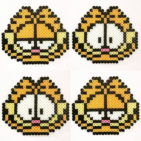 Garfield Perler Beads, Garfield Perler, Bead Templates, Pokemon Perler Beads, Pixel Beads, Beaded Banners, Pearl Beads Pattern, Easy Perler Beads Ideas, Fuse Bead Patterns