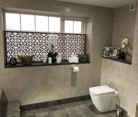 Panel In Bathroom, Fretwork Panel, Contemporary Style Bathroom, Simple Trellis, Create Your Own Furniture, Bathroom Retreat, Cupboard Wardrobe, Dappled Light, Interior Display