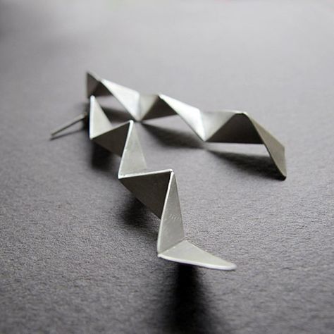 Geometric Silver Jewellery, Contemporary Silver Earrings, Contemporary Silver Jewelry, Fold Forming, Black Gold Jewelry, Cleaning Silver Jewelry, Silver Jewelry Design, Silver Jewelry Handmade, Geometric Jewelry