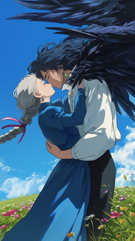 Ghibli Howl And Sophie, Howell Moving Castle Fanart, Howl’s Moving Castle Gif, Kimi No Na Wa Wallpaper Aesthetic, Cute Anime Ship Fanart, Cool Anime Scenes, Howell And Sophie, Hayao Miyazaki Art Studio Ghibli, Studio Ghibli Ipad Wallpaper Hd 1080p