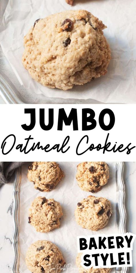 Jumbo Oatmeal Cookies Thick Oatmeal Raisin Cookies, Cake Mix Oatmeal Cookies, Flat Cookies, Jumbo Cookies, Copycat Cookies, Thick Cookies, Cookies Oatmeal, Silicone Baking Sheet, Cookie Bakery