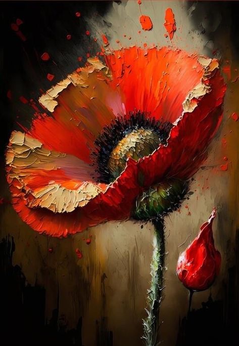 Poppy Flower Painting, Canvas Painting Projects, Abstract Painting Acrylic Modern, Abstract Poppies, Canvas Painting Ideas For Beginners, Favorite Paintings, Painting Ideas For Beginners, Poppy Art, Poppy Painting