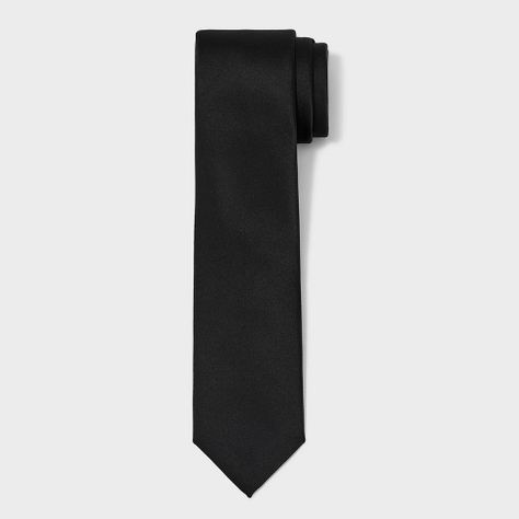 Men's Solid Satin Neck Tie - Goodfellow & Co™ Black One Size Mens Formal Wear Accessories, Black Neck, Mens Ties, Mens Formal Wear, Mens Tie, Recycled Polyester Fabric, Mens Bow Ties, Mens Formal, Mens Plaid