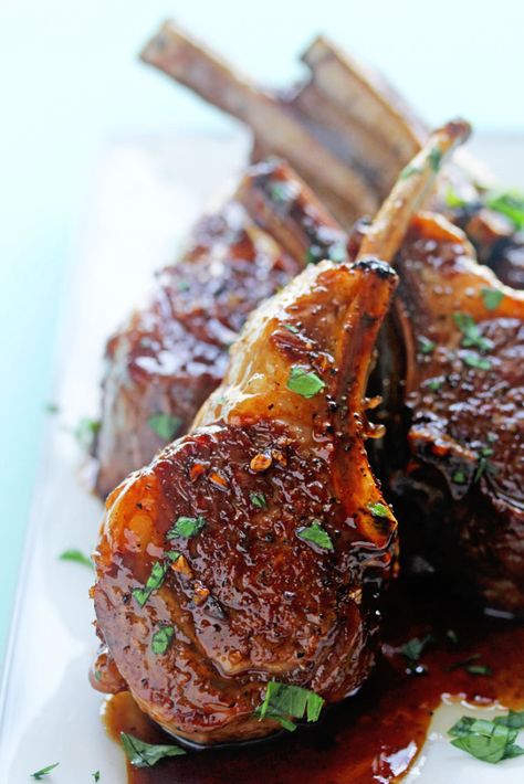 Savory goodness with sweetness to boot! These balsamic brown sugar lamb chops will be your favorite new dish for entertaining! #ad #omahasteaks ~ http://www.grandbaby-cakes.com Grandbaby Cakes, Dessert Chef, Lamb Chop Recipes, Lamb Chop, Lamb Dishes, Tasty Lunch, Barefoot Contessa, Chops Recipe, God Mat