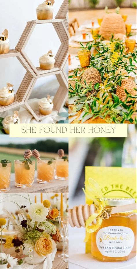 Bee Wedding Theme, Bee Shower Theme, She Found Her Honey, Bridal Shower Honey, Bride To Bee, Honey Bee Baby Shower, Bee Wedding, Bridal Shower Inspo, Wedding Shower Themes