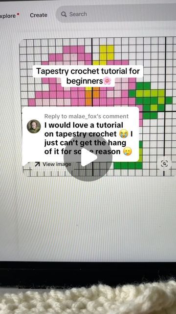 emaya <3 on Instagram: "tapestry crochet tutorial! 🌺 (not c2c) via: the tapestry queen @crochetcrys_  - #crochet #crochetersofinstagram #crochetaddict #explorepage #yarn #tapestry #tapestrycrochet #crochettutorial" How To Make Tapestry Crochet Patterns, Tapestry Crochet Apple, Tapestry Crochet Tutorial Videos, Crochet Wall Tapestry Pattern Free, Wall Tapestry Crochet, Tapestry Blanket Crochet, Tapestry Crochet Projects, Crochet Tapestry Tutorial, How To Do Tapestry Crochet