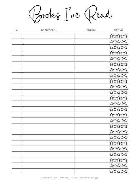 Do you have a goal to read a certain number of books this year? A book tracker is a fun way to keep up with it all. Books To Read List Printable, Books I've Read Template, Book Reflection Template, Books To Read List Template, Book Tracking Template, Planner Reading Tracker, Reading Book Log, Diy Book Review Journal, Book Checklist Template