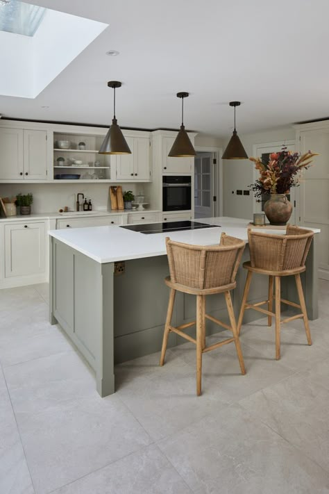 24 grey kitchen ideas to inspire you Grey Kitchen Floor, Open Plan Kitchen Dining Living, Open Plan Kitchen Living Room, Open Plan Kitchen Dining, New House - Kitchen, Kitchen Dining Living, General Ideas, Grey Flooring, Grey Kitchens