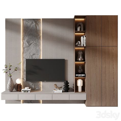 TV Shelf KTV141 - TV Wall - 3D model Small Living Room Tv Unit, Small Tv Unit Design Modern Living, Latest Tv Unit Design Modern, Small Tv Unit Design Modern, Small Tv Unit, Lcd Unit, Modern Tv Room, Backdrop Tv, Modern Tv Unit