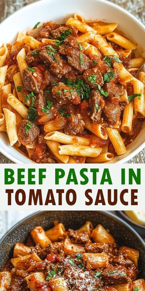 🍝 Craving a quick and delicious meal? Try this Beef Pasta in Tomato Sauce recipe! 🍅 Perfect for busy weeknights, this hearty dish combines tender ground beef, savory tomato sauce, and al dente pasta for a family favorite that everyone will love. 👉 Try it now and enjoy a taste of Italy at home! Click to get the full recipe and save it for later. #BeefPasta #TomatoSauce #EasyDinner #ComfortFood #QuickRecipes #PastaLovers Pasta Recipes Tomato Sauce, Pasta Recipes Tomato, Pasta In Tomato Sauce, Beef And Pasta, Ground Beef Pasta Recipes, Penne Pasta Recipes, Beef Pasta Recipes, Ground Beef Pasta, Italian Herbs