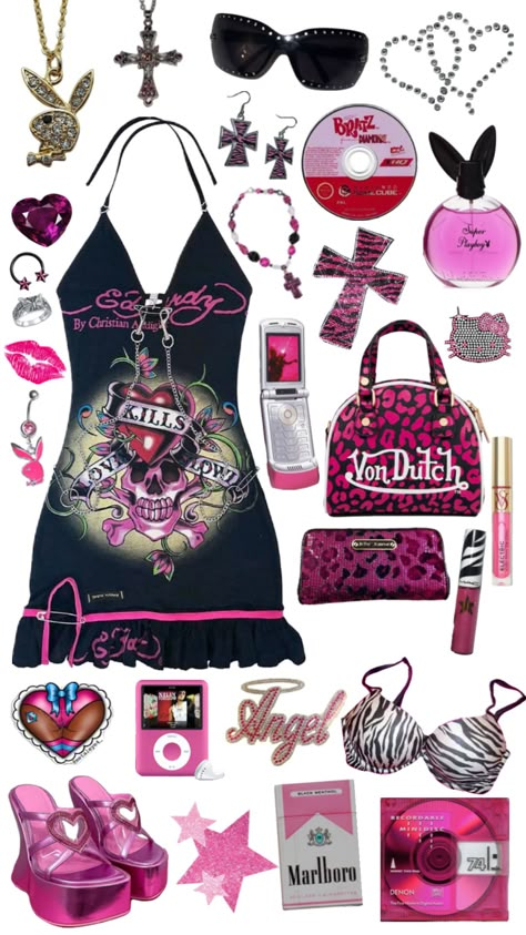 #outfitinspo #beauty #trashyy2k #mcbling #2000 #y2k #edhardy #juicycouture #vondutch #victoriassecret #hellokitty Mcbling Aesthetic, Mc Bling, Trashy Mcbling, Mcbling Fashion, Trashy Outfits, 2000s Clothes, Mcbling Y2k, 2000s Outfits, Trashy Y2k