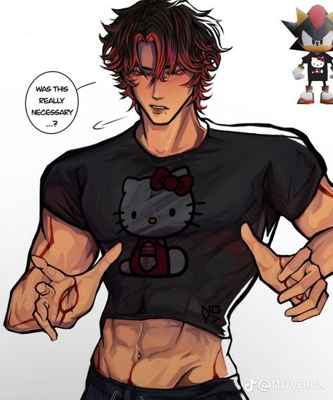 Hello Kitty Art Ideas, Hot Men Drawing Oc, Shadow The Hedgehog Pfp Fanart, Boy Base Drawing, Oc Art Character Design Male, Shadow The Hedgehog Art, Sonic Hot, Shadow Oc, Human Shadow