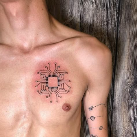 Circuit Board Tattoo, Pc Tattoo, Computer Tattoo, Games Tattoo, Geek Tattoos, Electronic Tattoo, Tech Tattoo, Science Tattoo, Cyberpunk Tattoo