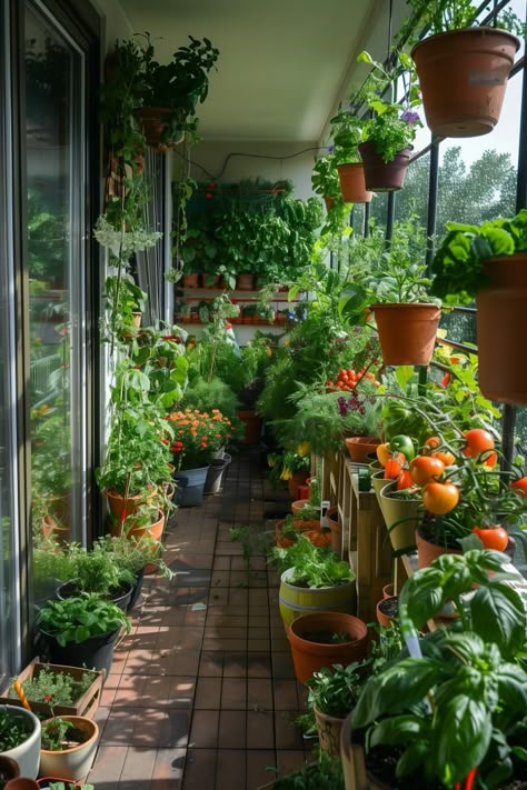 Balcony Decoration Ideas With Plants, Garden On The Balcony, Balcony Garden Inspiration, Apartment Patio Garden Ideas, Garden In Balcony, Small Garden Plants, Garden Terrace Ideas, Apartment Garden Balcony, Apartment Vegetable Garden