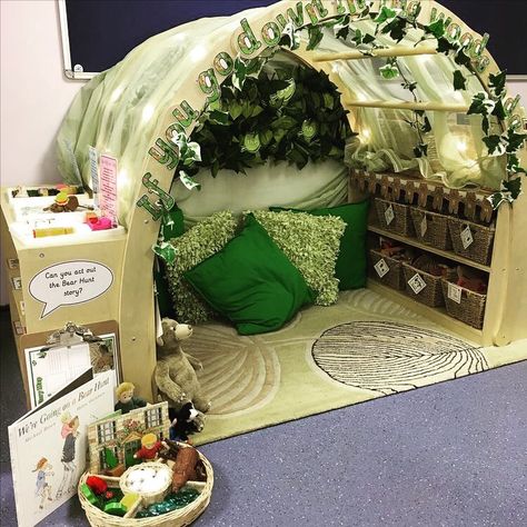 This little reading nook is amazing! Reading Corner Classroom, Reading Display, Classroom Preschool, Indoor Play Area, Eyfs Classroom, Preschool Rooms, Boho Classroom, Corner Display, Corner Ideas