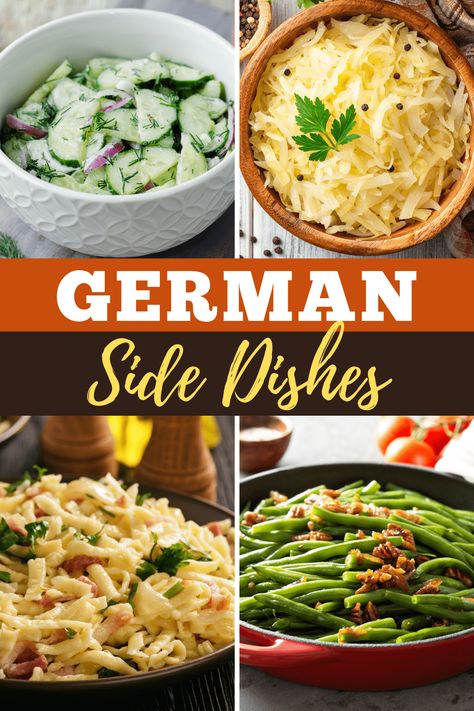 Bring the taste of Germany into your kitchen with these 20 delicious German side dishes! From potato pancakes to sauerkraut, these sides will turn dinner into your very own Oktoberfest! German Cuisine Recipes, German Recipes Dinner, German Side Dishes, German Dinner, Best German Food, Easy German Recipes, German Christmas Food, Traditional German Food, German Food Recipes