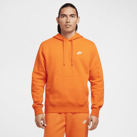 Nike Sportswear Club Fleece Pullover Hoodie Trendy Hoodies, Orange Hoodie, Top Clothes, Polo Sport Ralph Lauren, Zip Hoodies, Colorful Shoes, Nike Shox, Hoodies Men Pullover, Embroidered Hoodie