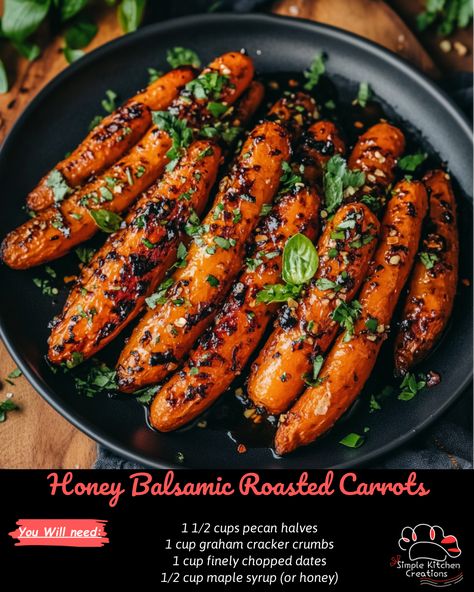 Indulge in the perfect side dish with these mouthwatering honey balsamic roasted carrots. The sweetness of the honey pairs perfectly with the tangy balsamic vinegar for a flavorful and delicious vegetable dish that is sure to be a hit at your next meal. Try this recipe for yourself and watch as these roasted carrots become a new family favorite! 🥕🍯 #RoastedCarrots #VegetableRecipes #SideDishInspo #HealthyEating #DeliciousFlavors Honey Balsamic Roasted Carrots, Honey Balsamic Carrots, Balsamic Roasted Carrots, Balsamic Glazed Carrots, Balsamic Carrots, Balsamic Carrots Roasted, Caramelised Onion Tart, Bread Pudding With Apples, Honey Roasted Carrots