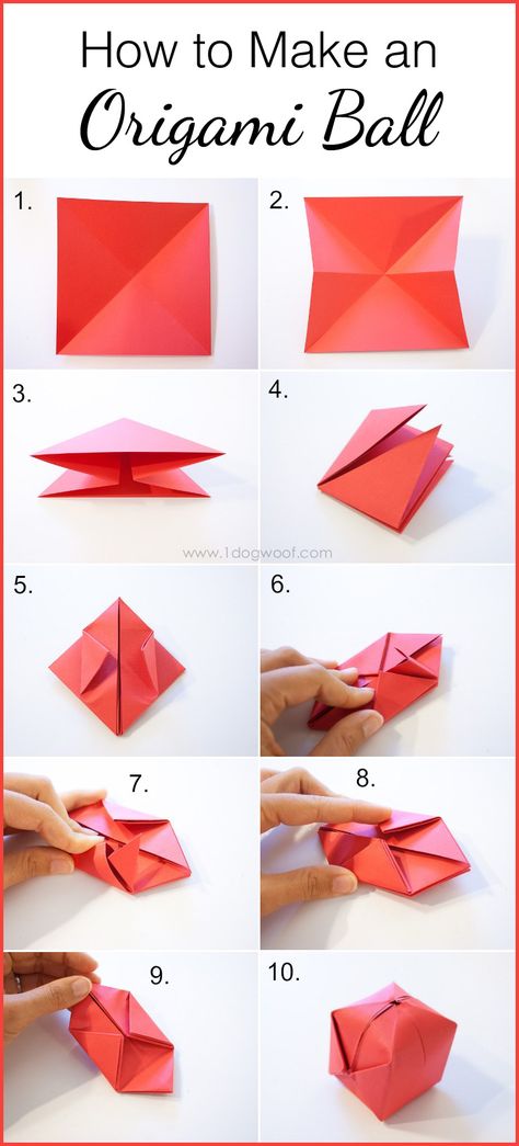 How to Make an Origami Ball | www.1dogwoof.com Origami Apple, Origami Balloon, Origami Kutu, Dragon Origami, Origami Ball, Origami For Beginners, Origami Fashion, Cute Origami, Origami Love