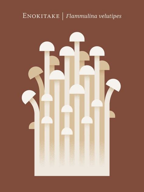 Enoki Mushroom Illustration, Enoki Mushroom Drawing, Mushroom Graphic Design, Enokitake Mushroom, Mushroom Vector, Mushroom Logo, Mushrooms Illustration, Mushroom Illustrations, Mushrooms Art