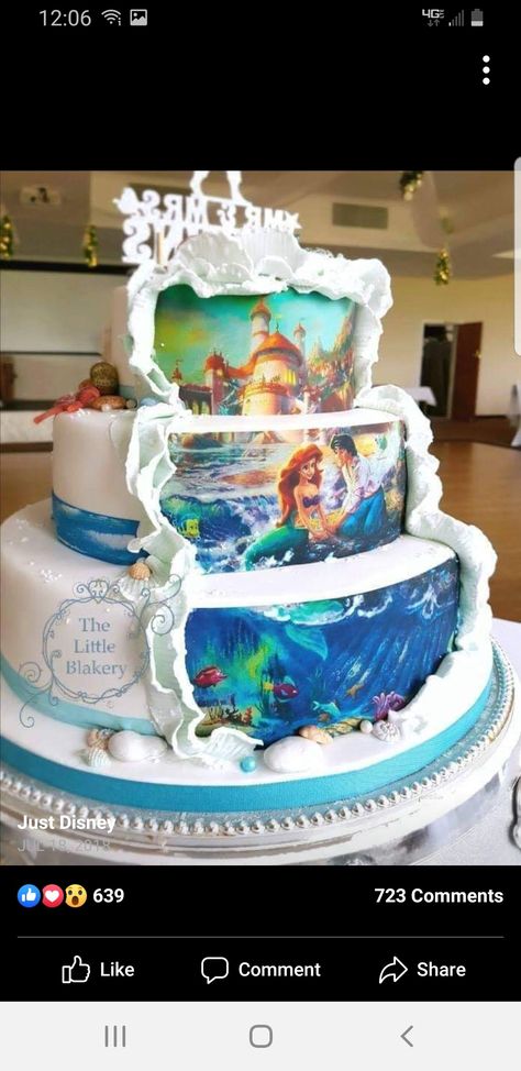 Ariel Wedding Theme, Mermaid Wedding Cake, Disney Sweets, Little Mermaid Wedding, Little Mermaid Cake, Ariel Wedding, Disney Princess Wedding, Disney Wedding Ideas, Disney Wedding Cake