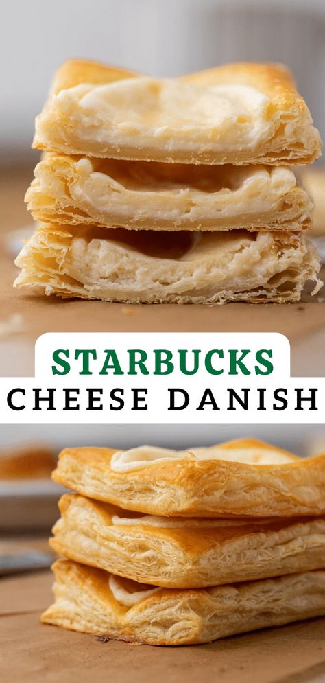 These easy Starbucks cheese danish copycat recipes are simple and are made with only a handful of ingredients. Pastries With Cream Cheese, Baking Puff Pastry Easy Recipes, Cream Cheese Danish With Crescent Rolls Simple Easy Recipes, Cream Cheese Danishes Puff Pastry, Danish Cream Cheese Pastry, Starbucks Puff Pastry, Puff Pasty Recipe Breakfast, Quick Breakfast Pastry Recipes, Croissant Cheese Danish