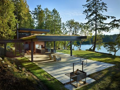 San-Juan-Islands-Waterfront-House_1 Exterior Cabin, Micro Housing, Landscape Simple, Cabin Building, Modern Exteriors, Olson Kundig, Cabin Exterior, Orcas Island, Ocean House