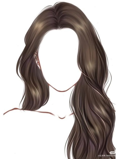 Illustration Hairstyle Sketch, Hair Model Sketch, Curled Hair Drawing, Hairstyles For Long Hair Drawing, Long Hair Sketch, Bangs Drawing, Long Hair Drawing, Fashion Model Sketch, Hair Dyed