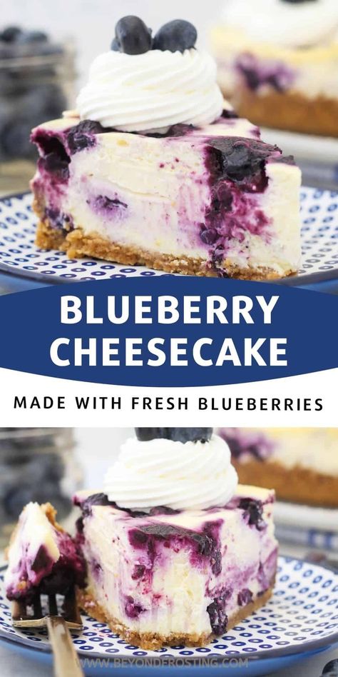 You'll love this classic cheesecake with a fresh blueberry swirl. It’s the perfect cheesecake for summer, for brunch or even for the holidays. Decorate A Cheesecake, Easy Blueberry Cheesecake, Perfect Cheesecake, Blueberry Cheesecake Bars, Blueberry Cheesecake Recipe, No Bake Blueberry Cheesecake, Southern Thanksgiving, Cheesecake Recipes Classic, Cake Filling