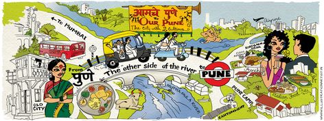 Pune City, Graphic Facilitation, Pune Maharashtra, Creative Playground, City Sketch, Business Consultant, Film Poster Design, Indian Folk Art, City Illustration