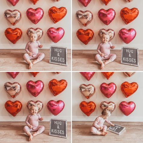 7 Month Valentine Photos, Valentines Day Baby Milestone Pictures, Valentine Balloon Photoshoot, 1st Birthday Photoshoot Valentines Day, Valentine’s Day First Birthday Photoshoot, Valentines Day Decorations Photoshoot, 6 Months Baby Photoshoot Ideas Valentines, Valentines Photoshoot Babygirl, Valentines 1st Birthday Photoshoot