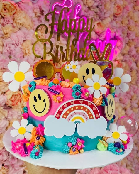 It’s A Vibe Birthday Party, Smiley Face Birthday Party Cake, 7 Year Birthday Party Themes, Nine Is A Vibe Birthday Cake, 8th Birthday Ideas Girl, 8th Bday Party Girl Birthday, 7th Bday Girl Party Ideas, Eight Is A Vibe Birthday, Bichota Party Theme