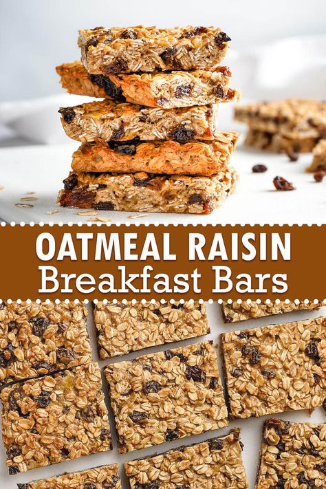 Oatmeal Raisin Breakfast Bars, Healthy Breakfast Bars, Oatmeal Raisin Bars, Breakfast Ideas With Eggs, Ideas With Eggs, Healthy Easy Breakfast, Breakfast Bars Recipe, Breakfast Bars Healthy, Diy Healthy Snacks