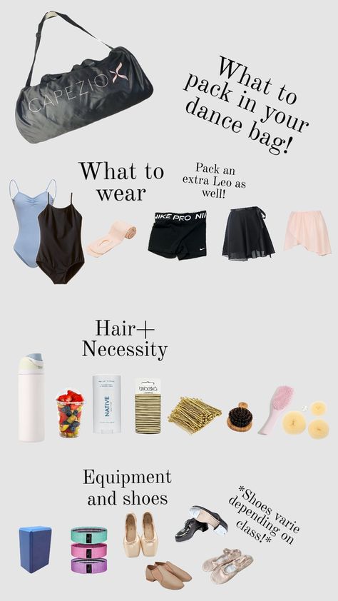 What to pack in your dance bag!🫶🩰 Hope this helped! BTW I'm a dancer 🩰🔛🔛 Dance Recital Packing List, What To Put In Dance Bag, What To Pack In A Dance Bag, What To Put In Your Dance Bag, What To Keep In Your Dance Bag, Whats In My Dance Bag, Ballet Bag Essentials, Sports Bag Essentials, Dance Bag Essentials