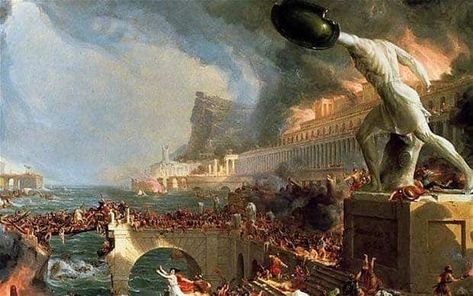 Downfall: 5 Reasons Why the Roman Empire Collapsed The Course Of Empire, Rome Painting, Rome Art, Library Of Alexandria, Empire Romain, Rome Antique, Historical Painting, Roman History, Roman Emperor