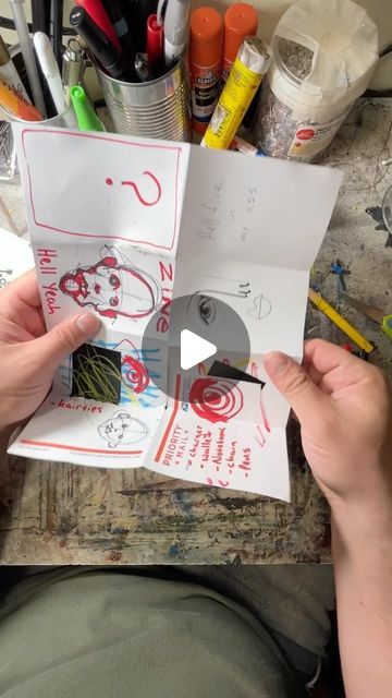 Brian Huntress on Instagram: "How to make a zine!!! This is a fun craft project to do with kids or for your own art. It makes great band merch, great for art trades, & an excellent way to get your art out there. Try it!

#craftproject #zine #eightpagezine #howtomakeazine #artclass #artgroup #artforkids #artideas #craftideas #punkrock #skillsharing #diyart #mixedmediaart #artsandcrafts #artteacher #artsong #musicvideo #sharpieart" Small Craft Ideas, Painting Date, Zine Inspiration, Doodle Artwork, Paper Props, Sketching Illustration, Zine Ideas, Art For School, Art Zine