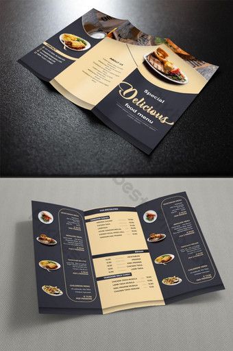 Restaurant Trifold Brochure, Design For Portfolio In School Filipino, Restaurant Food Menu Design Ideas, Menu Brochure Design, Menu Poster Design, Menu Trifold, Food Brochure, Webpage Design Layout, Menu Brochure