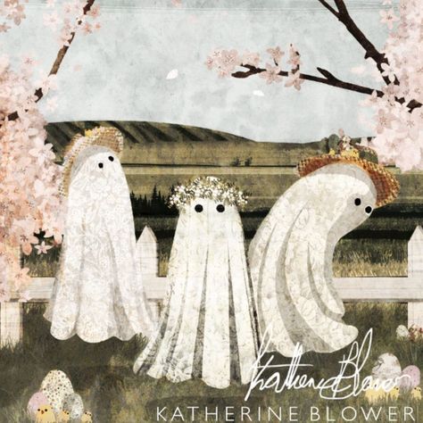 Katherine Blower’s Instagram profile post: “Easter Parade 🌸 #digitalart #digitalillustration #ghosts #spring #easter #eastereggs #easterdecor #cherryblossom #illustrationartists…” Katherine Blower, Ghost Drawing, Fall Drawings, Easter Hats, Chic Halloween, Easter Parade, Spooky Scary, Spring Easter, Fall Wallpaper