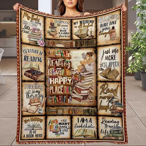 Amazon.com: Biepiaowo Book Lovers Gifts Blanket for Women,Book Reader Gifts Throw Blanket Book Club/Bookworm/Reading Gifts for Book Lover Bookish,Literary Gifts Blanket 60"x50" : Home & Kitchen Book Reader Gifts, Reader Gifts, Reading Gifts, Literary Gifts, Personalized Quilt, Travel Blankets, Decorative Blankets, Custom Quilts, Bookish Gifts