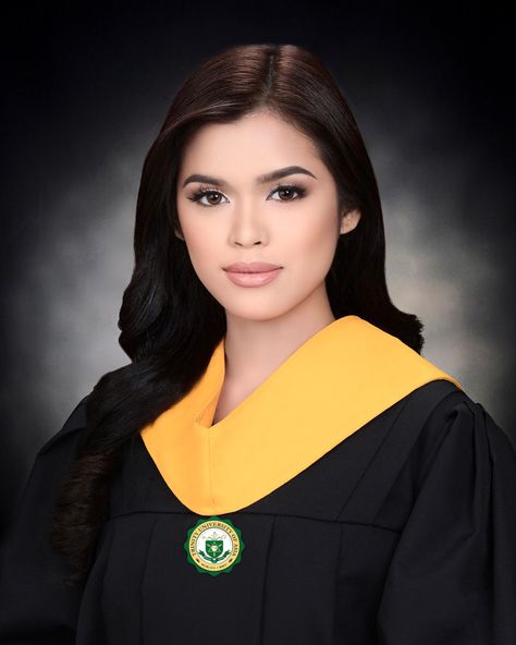 Graduation Pictorial Pose, Graduation Portraits Studio, Filipina Gown, Graduation Pictorial Studio, Hairstyle For Graduation Pictorial, Grad Pic Makeup, Hairstyle For Graduation, Creative Shot For Graduation, Graduation Look Makeup