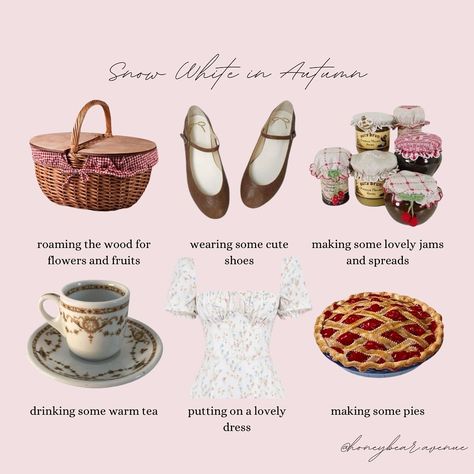 Snow White in autumn 🍂🍎🧸🎀🍄 what other princesses give autumn vibes? follow for more ♡ autumn, disney princess, princess, snow white, snow white 2025, snow white live action, autumn aesthetic, bows, pink, cottagecore, forest, nymph, baking, cooking, jam, autumn shoes, fall shoes #autumn #fall #autumnvibes #autumnoutfit #autumnmood #fallfashion #fashion #disneyprincess #disneyprincesses #snowwhite #princess #autumnaesthetic #fallaesthetic #bows #🎀 #pink #cottagecore #moodboard #fallmood #fal... Modern Snow White Outfit, Disney Fall Aesthetic, Modern Day Snow White, Snow White Live Action, White + Core + Aesthetic, Classic Academia Aesthetic, Angel Grandma, Snow White Outfit, Self Improvement Aesthetic