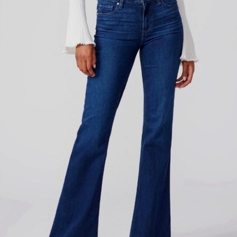 Paige Size 27  "Penny" Midrise Bootcut Trouser Jeans Medium Wash Dressy Jeans, Silky Blouse, Casual Dressy, Paige Denim, Out On The Town, Suede Booties, Premium Denim, Trouser Jeans, Penny